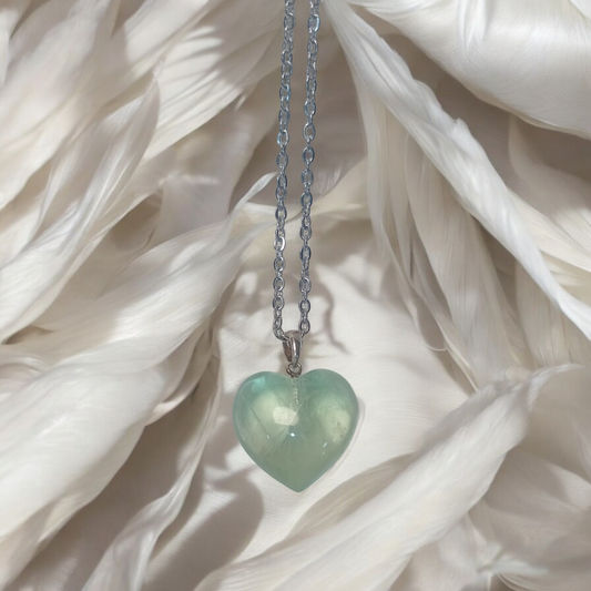 3d Fluorite Heart Necklace (with silver925 bail)