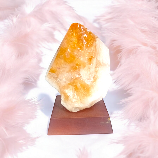 Citrine on Wooden Base